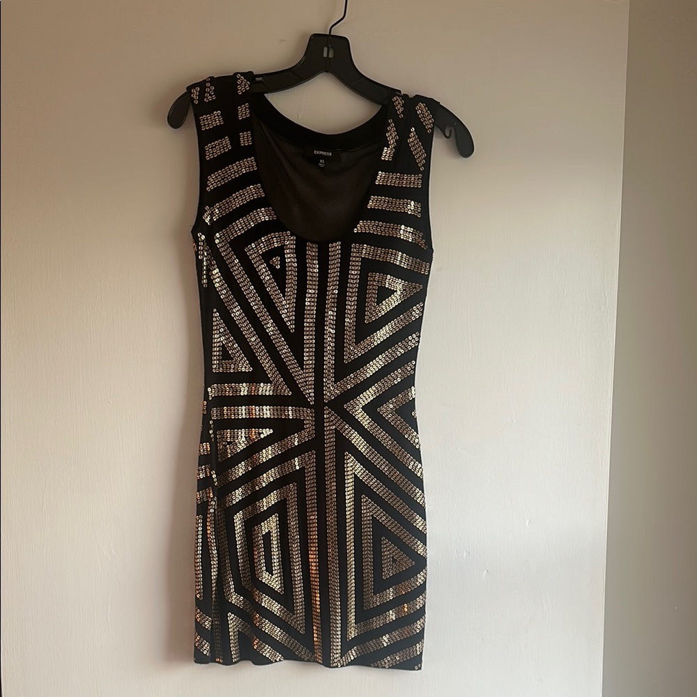 Black and Gold Geometric Dress